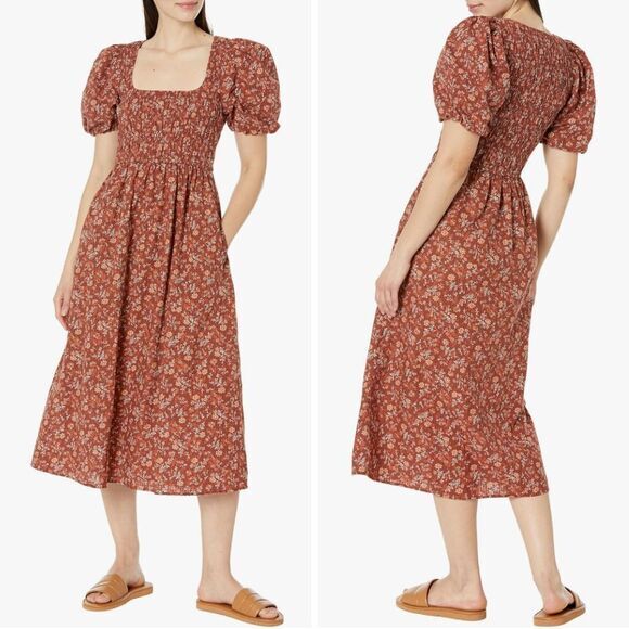 NEW Madewell Plus Harper Puff Sleeve Scoop Neck Lucie Midi Dress, 24W - Picture 2 of 16